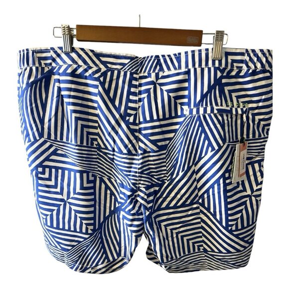Le Club Men’s Wynn Long Multi Swim Trunks Size XXL Blue White Geometric Print - Picture 2 of 8